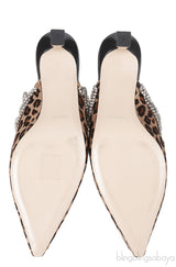 Wandler Bente Crystal-embellished Leopard-print Calf Hair Mules