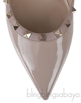 Nude Leather Rockstud Ballet Flat