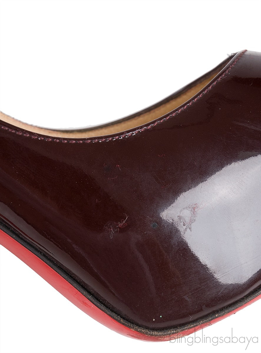 Plum Patent Peep Toe Pump