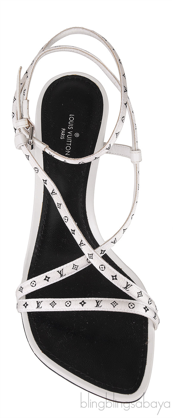 White Monogram Citizen Strappy Sandals