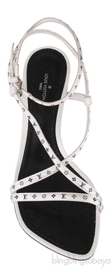 White Monogram Citizen Strappy Sandals