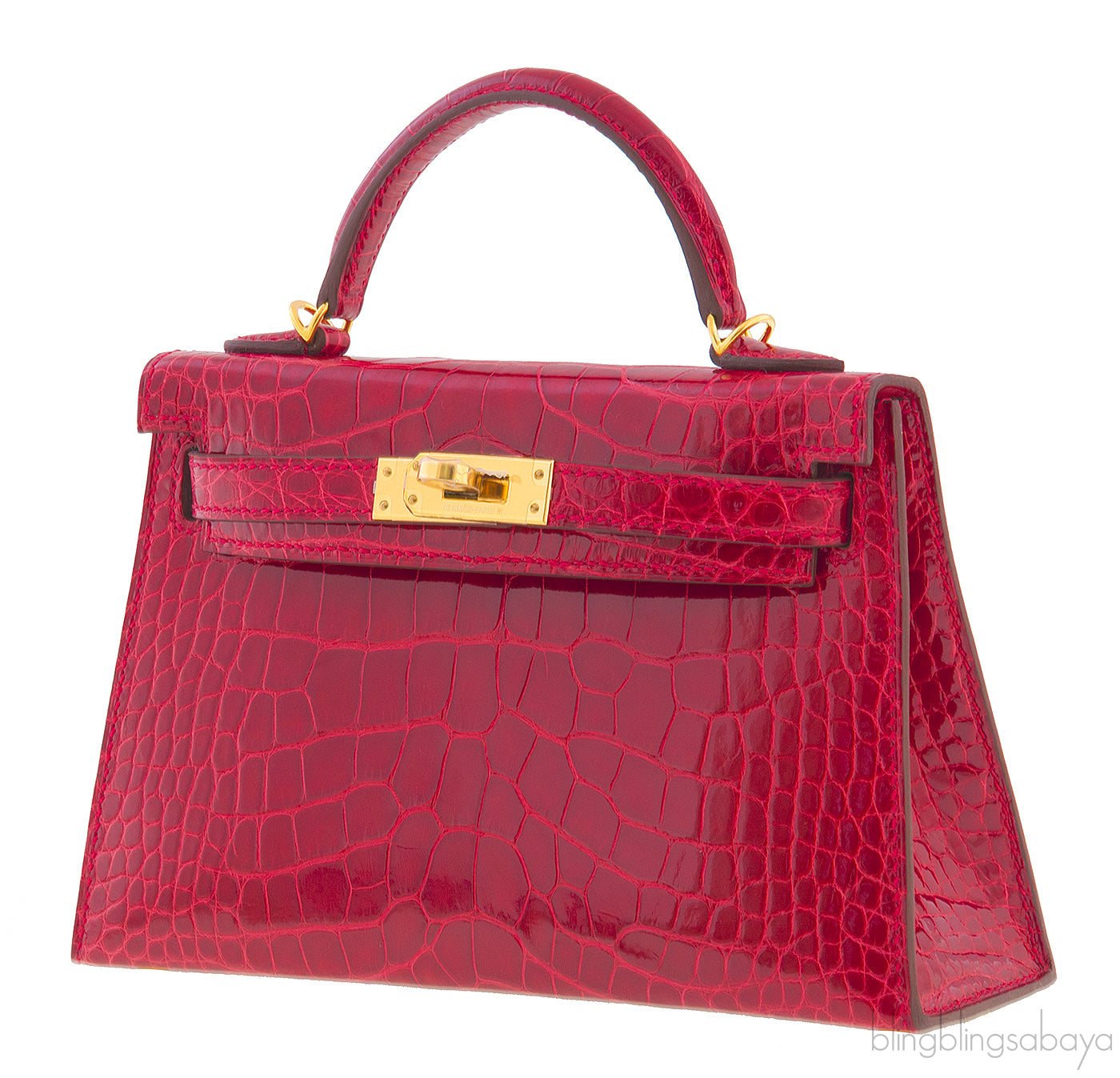Kelly 20 Red Braise Crocodile GHW