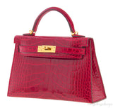 Kelly 20 Red Braise Crocodile GHW