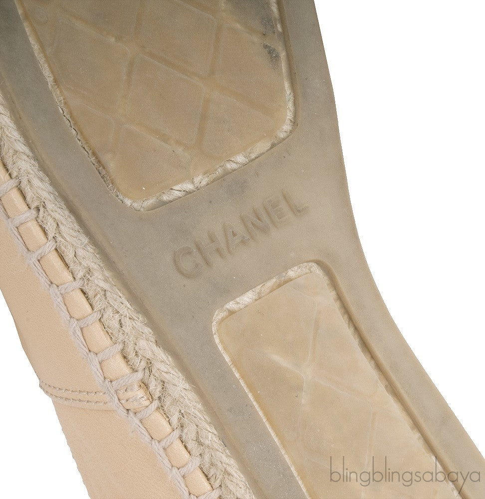 CC Beige & Black Leather Espadrille