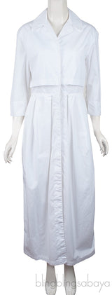 White Cotton Long Sleeve Dress