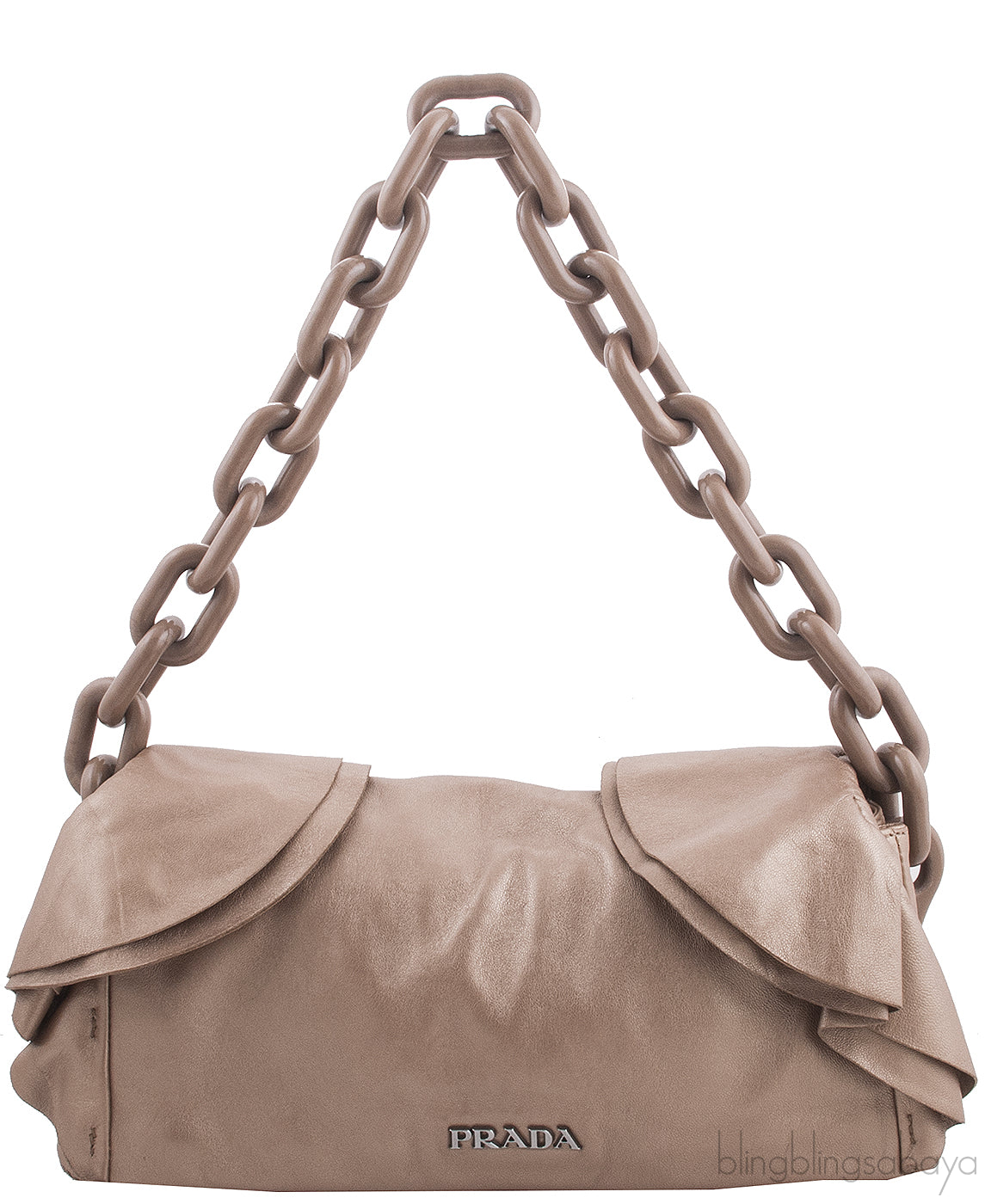 Beige Ruffle Shoulder Bag*