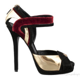 Tri-color Peep Toe Platform Heels