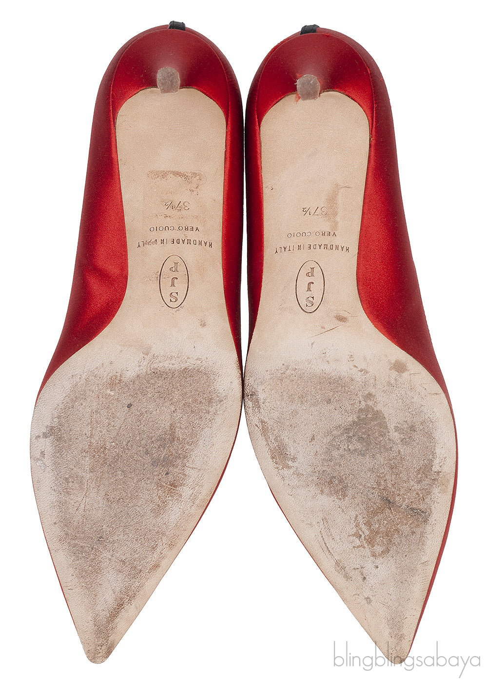 Sarah Jessica Parker Red Satin Crystal Embellished Heels