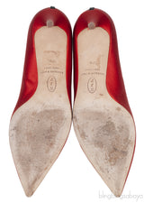 Sarah Jessica Parker Red Satin Crystal Embellished Heels