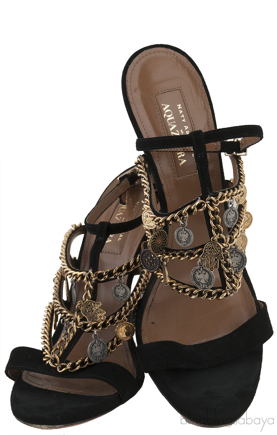 Chain Coin Slingback Sandals