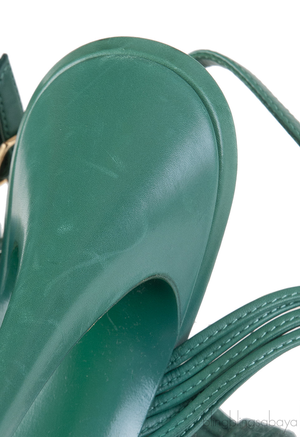 Yves Saint Laurent Green Strappy Slingback Sandals
