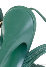 Yves Saint Laurent Green Strappy Slingback Sandals