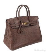 Hermes Vintage Birkin 35 Brown Ostrich GHW
