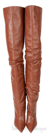 Brown Thigh-high Leather Boots