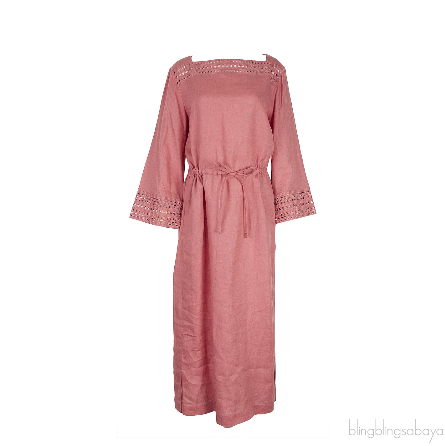 Norlia Pink Linen Midi Dress