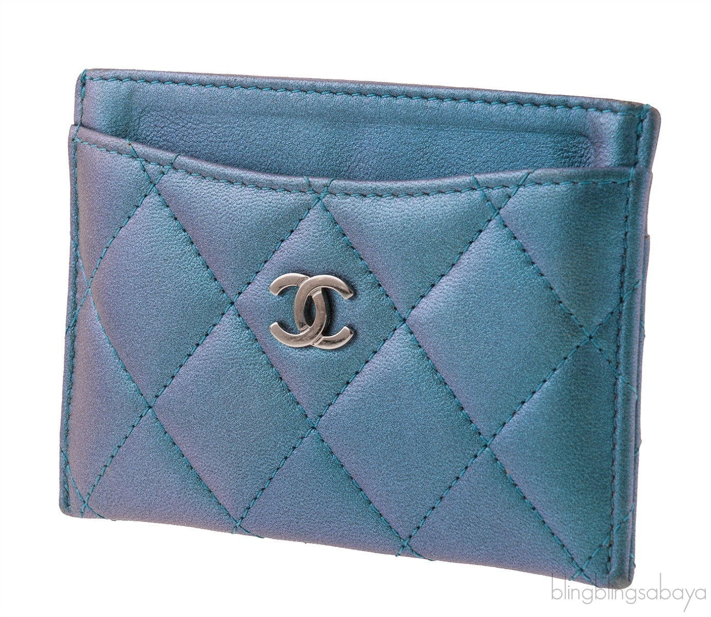 Metallic Blue Classic Card Holder