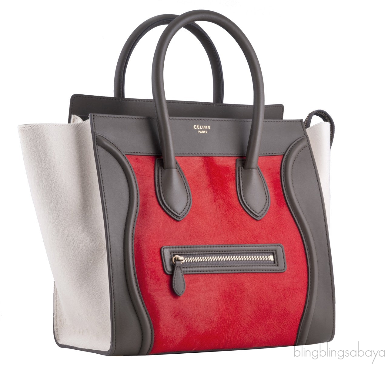 Mini Luggage Tricolor Brick Pony Hair
