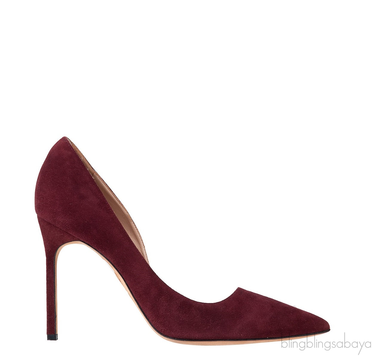 Burgundy Suede Pointed Heels