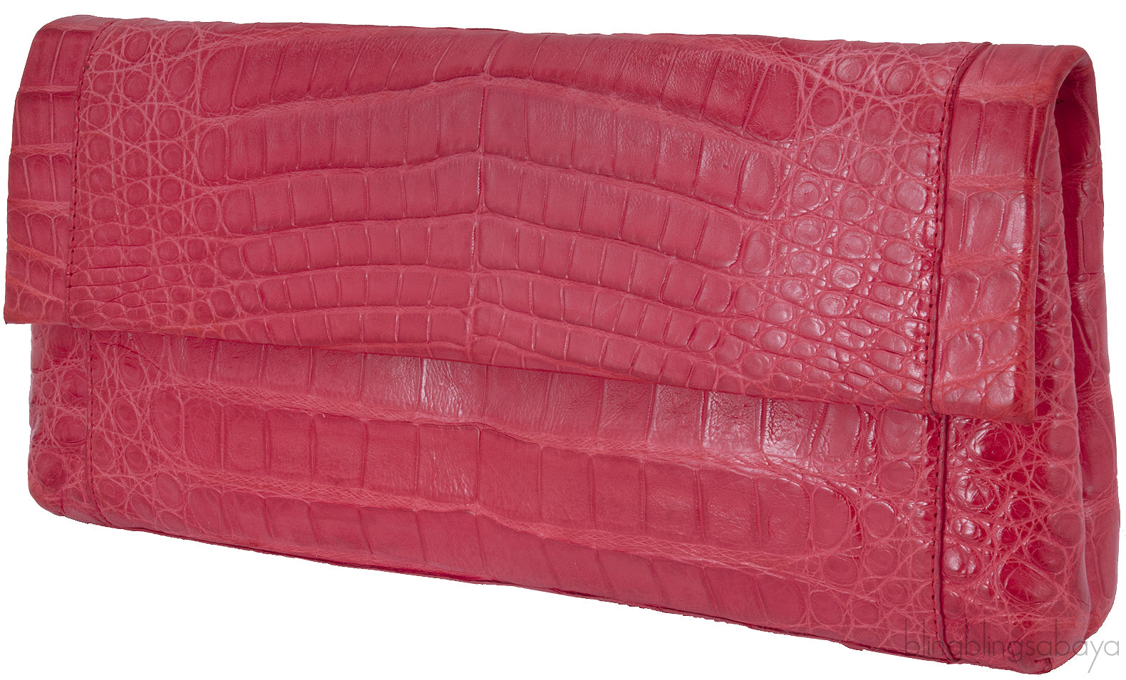 Pinkish Red Crocodile Fold-over Clutch*