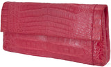 Pinkish Red Crocodile Fold-over Clutch*