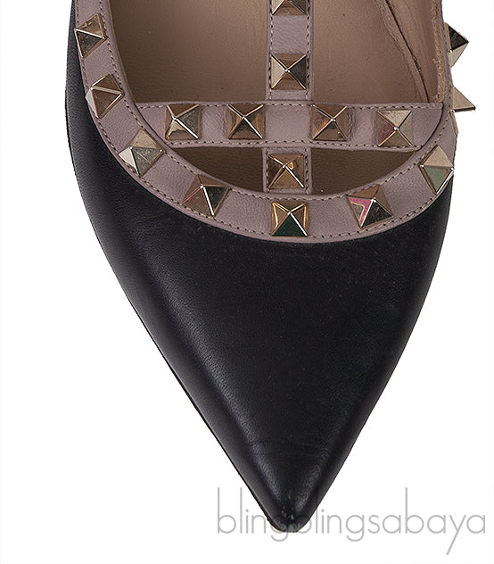 Black Matte Rockstud Flat Ballerina