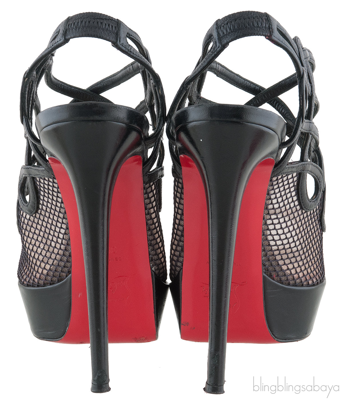Black Mesh Strappy Pump