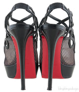 Black Mesh Strappy Pump