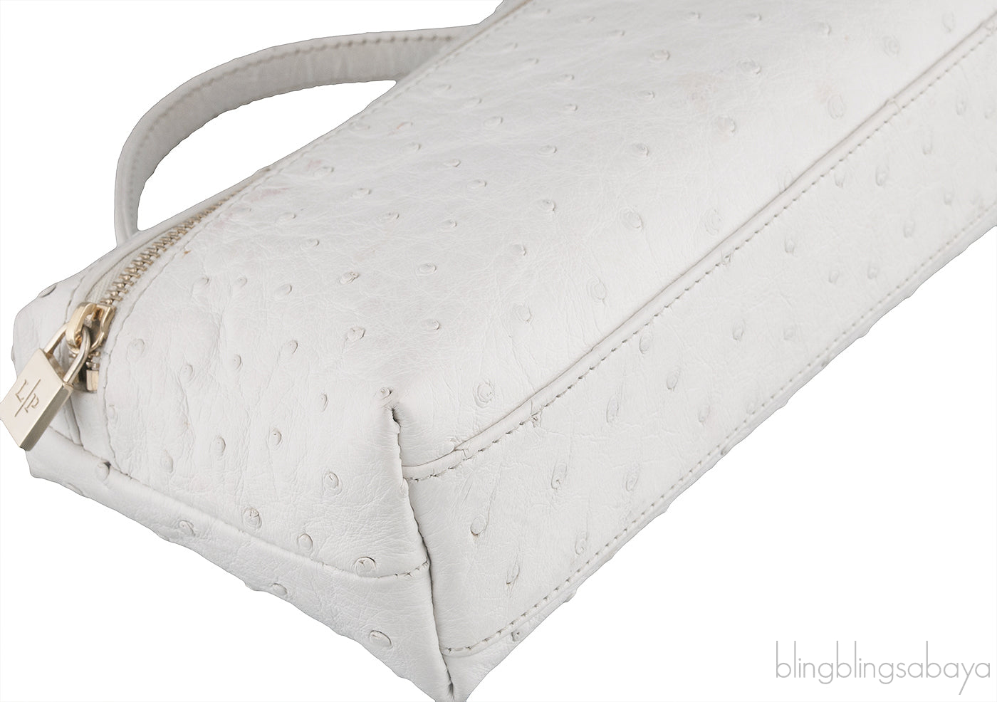 L19 White Ostrich Pouch