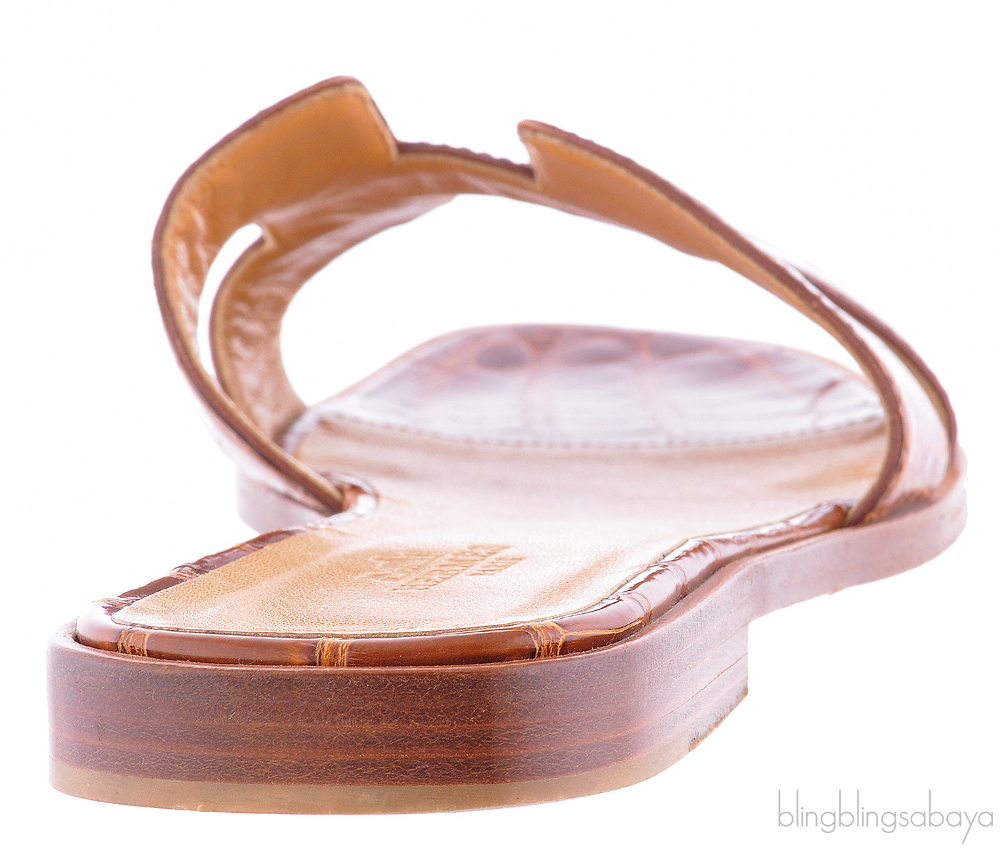 Cognac Crocodile Oran Sandals