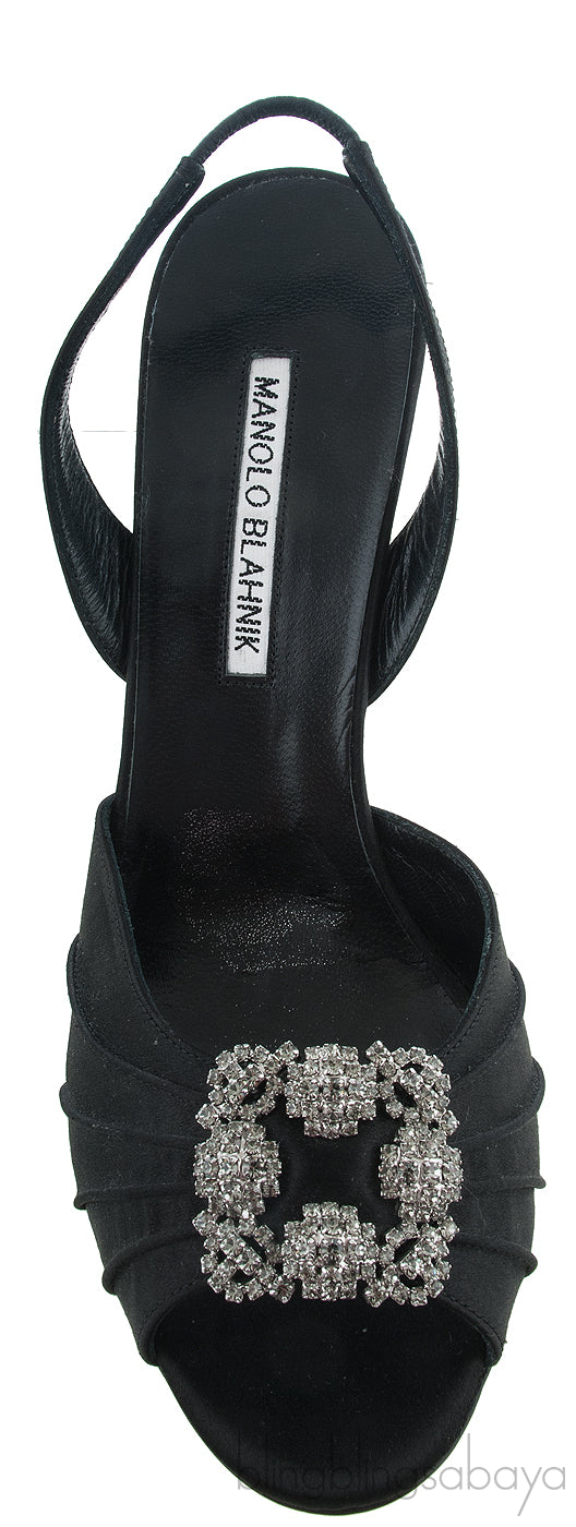 Manolo Blahnik Cassia Black Peep Slingback Pump