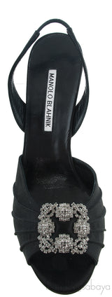 Manolo Blahnik Cassia Black Peep Slingback Pump