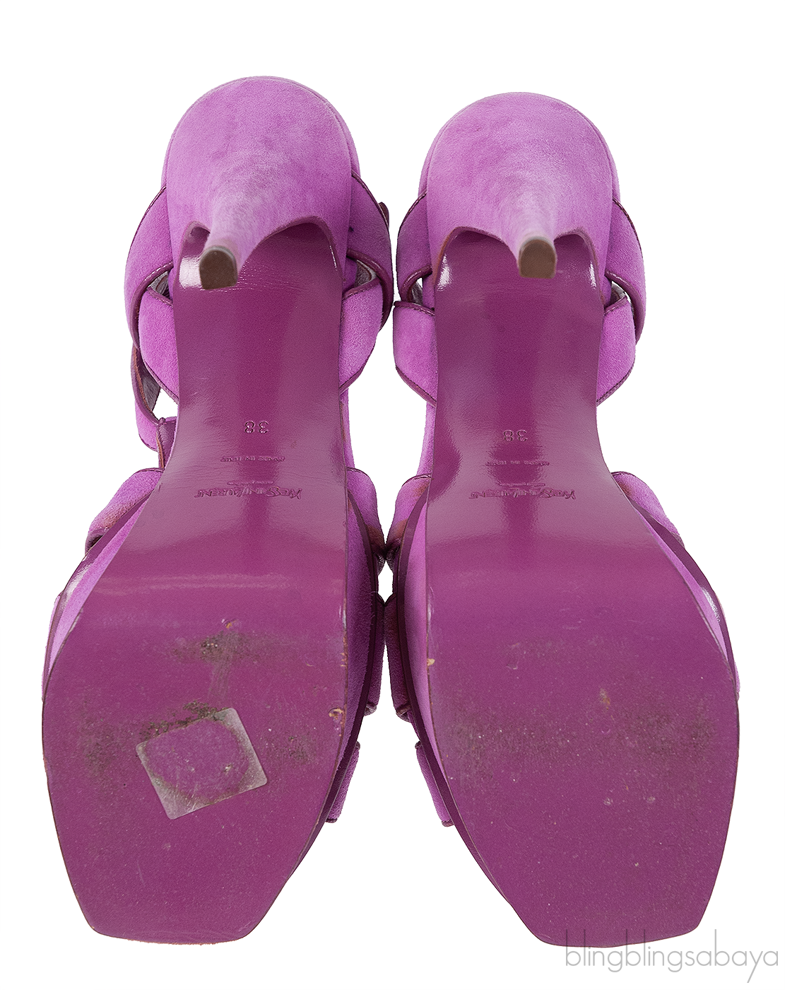 YVES SAINT LAURENT Purple Suede Tribute Sandals