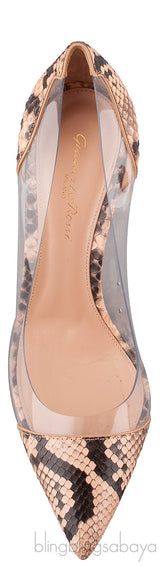 Beige Python Plexi Pumps