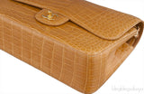 Camel Brown Crocodile Jumbo Flap Bag