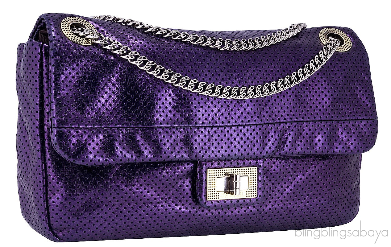 Purple Drill Perforated Flap Bag