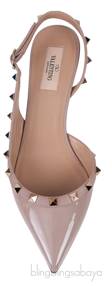 Spike Rockstud Nude Slingback Mini Heels