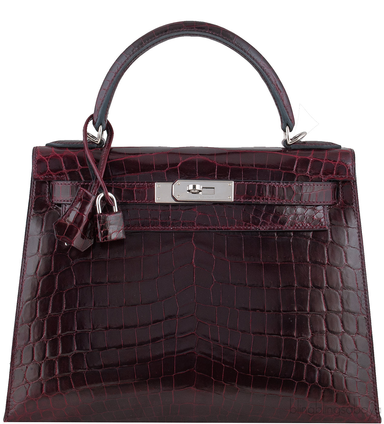 Kelly 28 Bordeaux Crocodile PHW