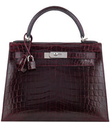 Kelly 28 Bordeaux Crocodile PHW