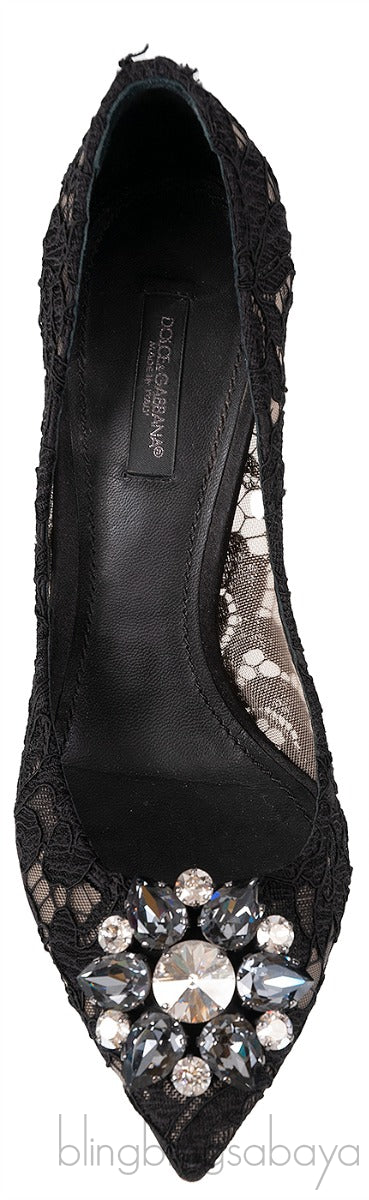 Belucci Taormina Black Lace Embellished Pumps