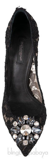 Belucci Taormina Black Lace Embellished Pumps
