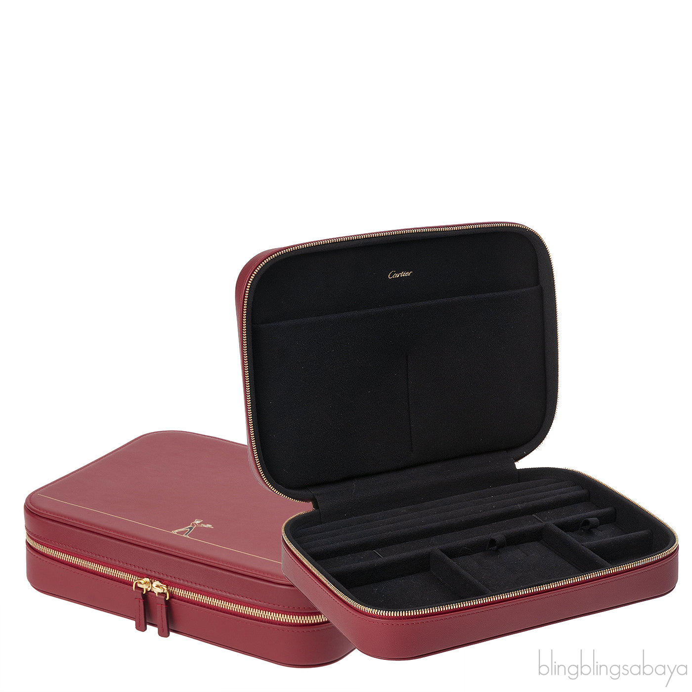 Cartier Travel Jewelery Box Leather Diabolo Red