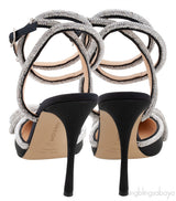 Black Double Crystal Bow Pumps