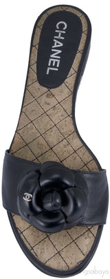 Black Camellia Flat Mules*