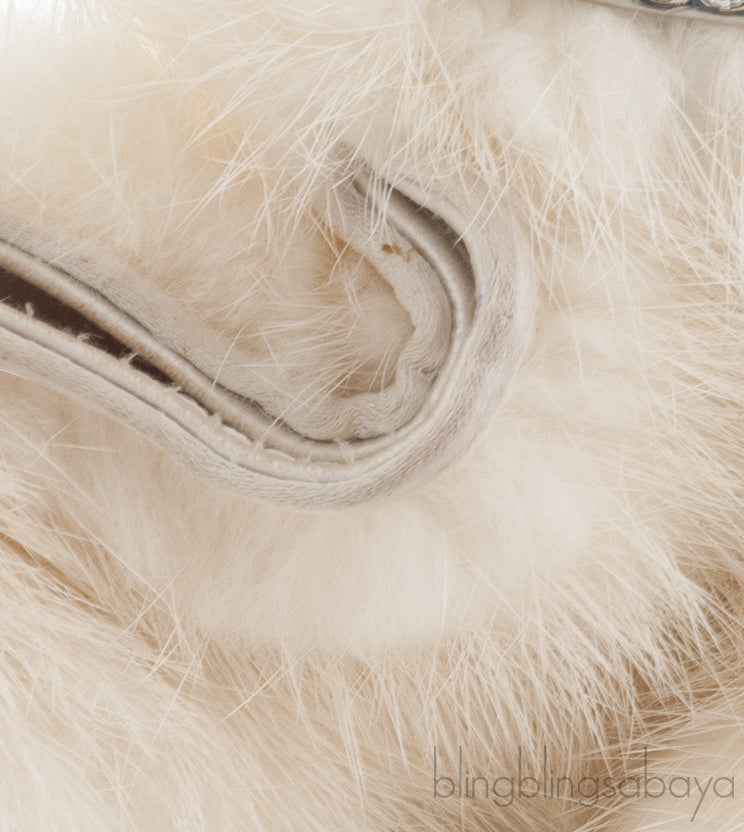 Ivory White Fur Crystal Handbag