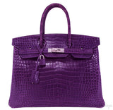 Birkin 35 Amethyst Porosus Crocodile