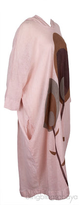 Hooded Printed Linen Kaftan
