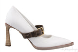 White Mary Jane FF Strap Heels