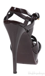 Yves Saint Laurent Tribute Burgundy Patent Sandals