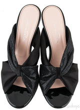 Glen Black Satin Mules