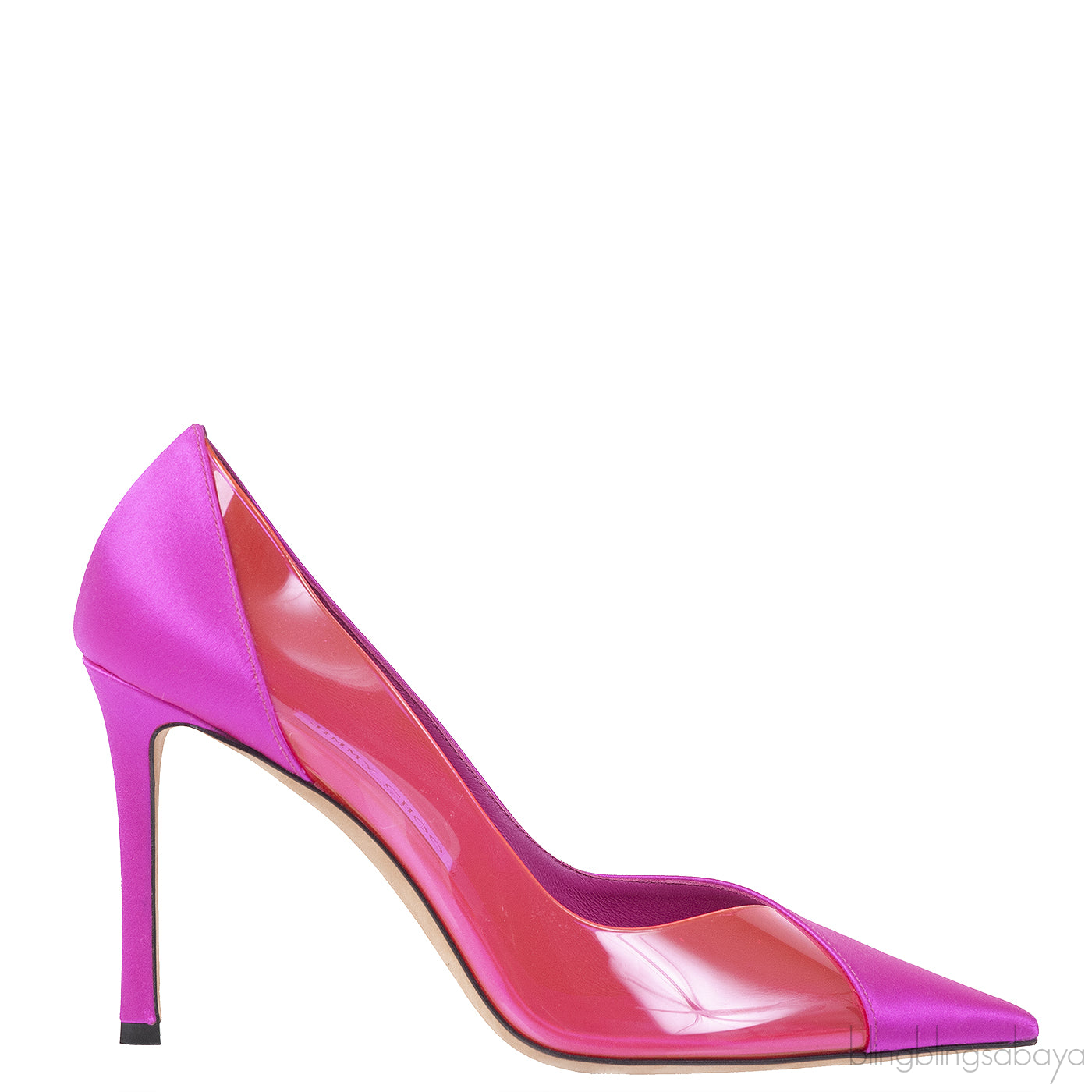 Jimmy Choo Fuchsia Satin Hot Pink PVC Heels 38